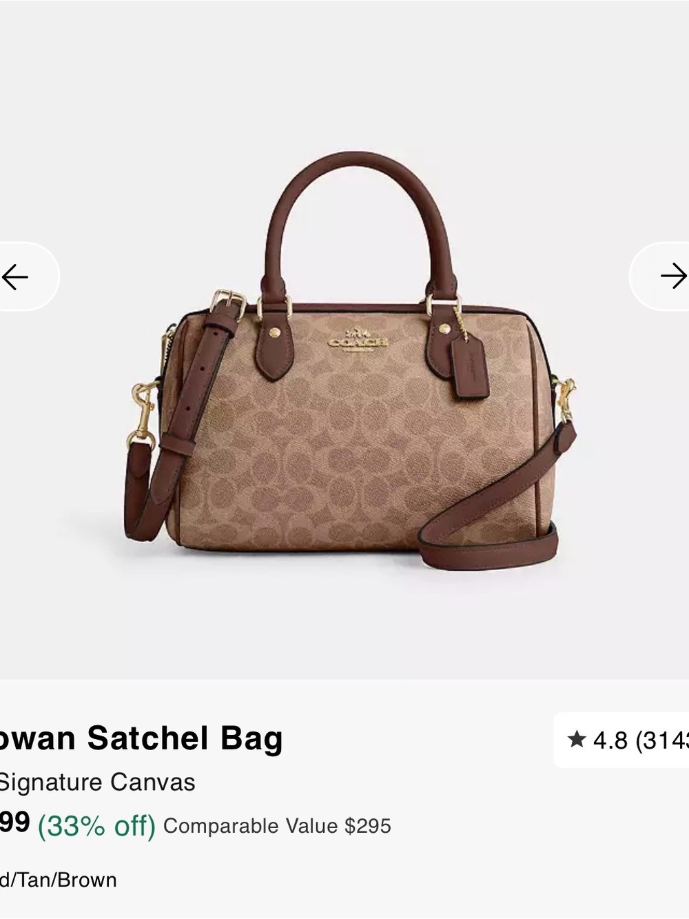 Coach Brown Signature Rowan Satchel Bag with Matching Wallet - Picture 12 of 12